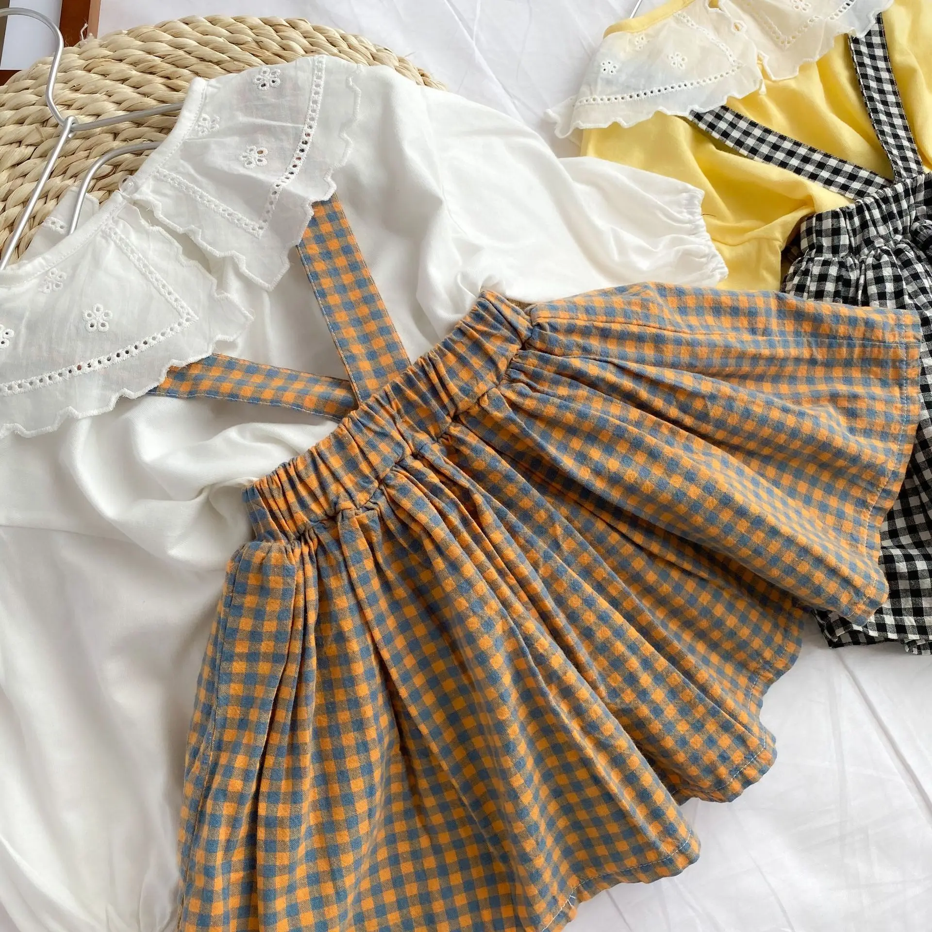 Новинка 2020 года сезон весна корейский стиль юбки подтяжки в клетку для маленьких