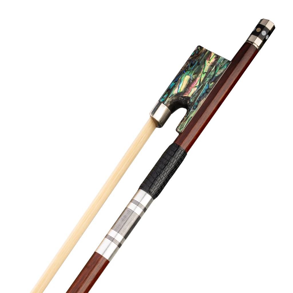 4/4 Violin Bow IPE Stick AA Grade White Mongolia Horsehair Abalone Shell Frog & Slide Lizard Skin Grip Cupronickel Accessories enlarge