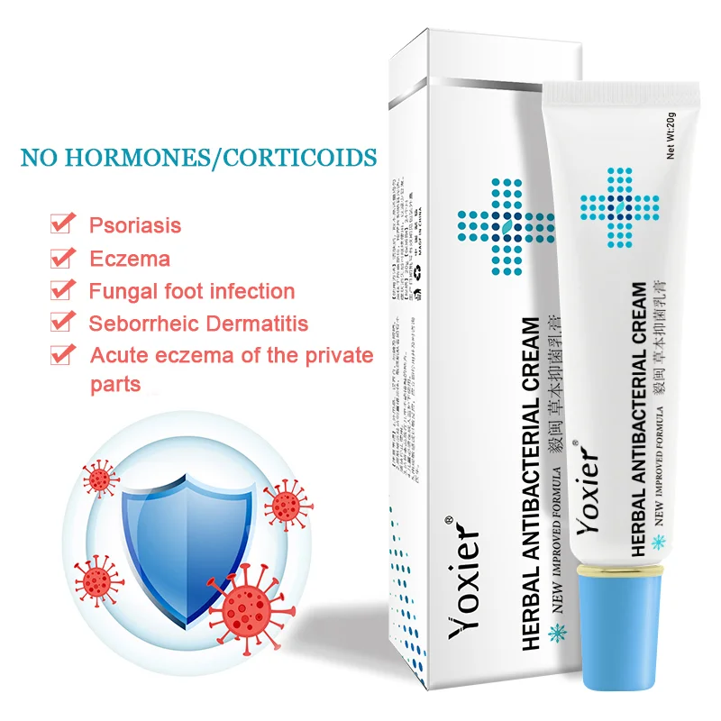 

Yoxier Herbal Antibacterial Cream Psoriasis Cream Anti-itch Relief Eczema Skin Rash Urticaria Desquamation Treatment 20G