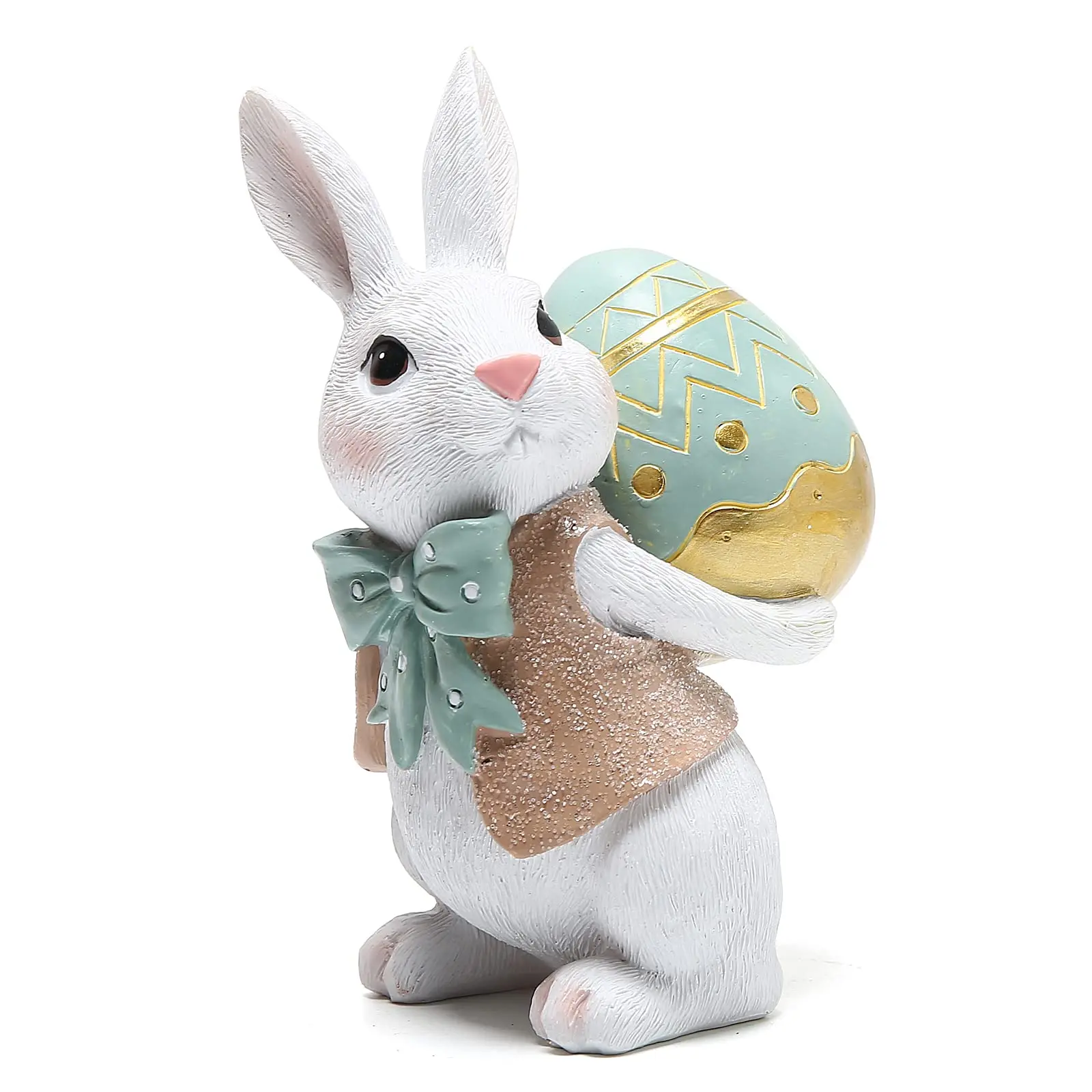 

5.5 INCH Polyresin Bunny Rabbit EGG Decorations Spring Easter Decors Figurines Tabletopper For Party Home Holiday Cute Gifts
