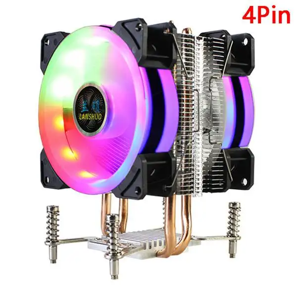 LANSHUO CPU кулер RGB Радиатор 2 тепловые трубы Ультра тихий вентилятор для LGA 2011 X79 X99