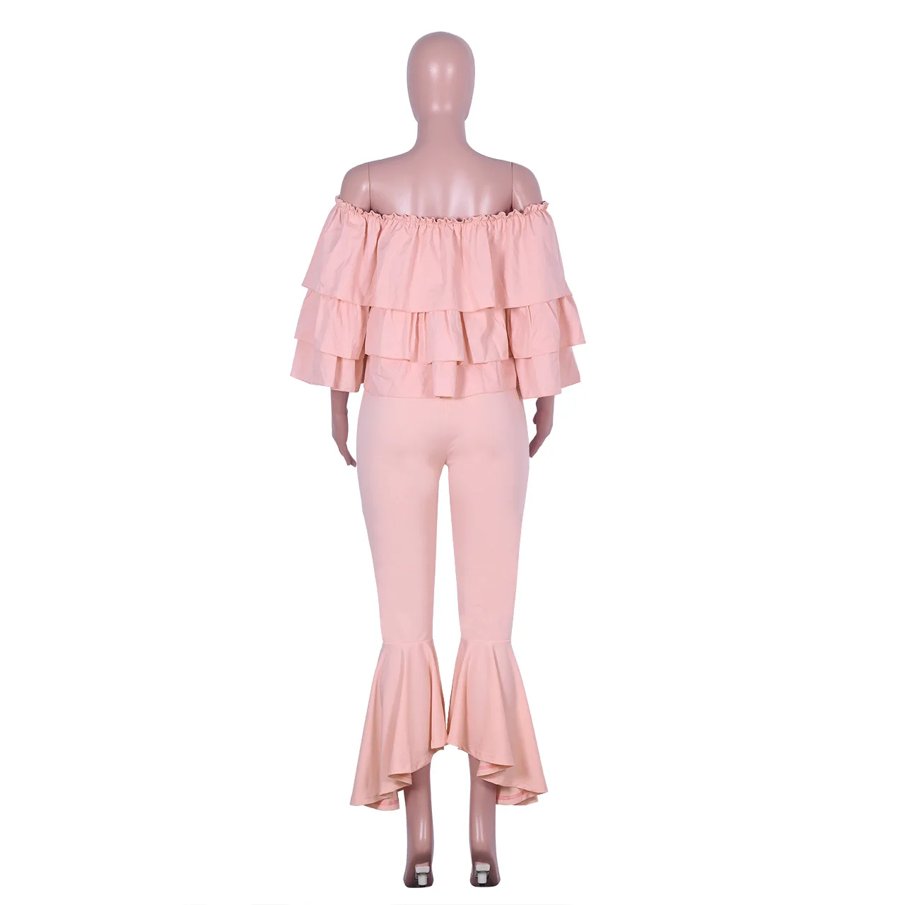 

Women Princess Style Ruffles Strapless Bra Capri- Pants Two - Piece Set 2020 New Suit European and American Nightclub