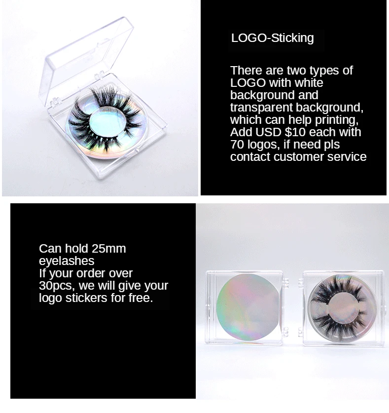 

Wholesale Transparent Lashes Packaging Box with Laser Card and Tray 25mm Mink Lash Cases Makeup Case Package