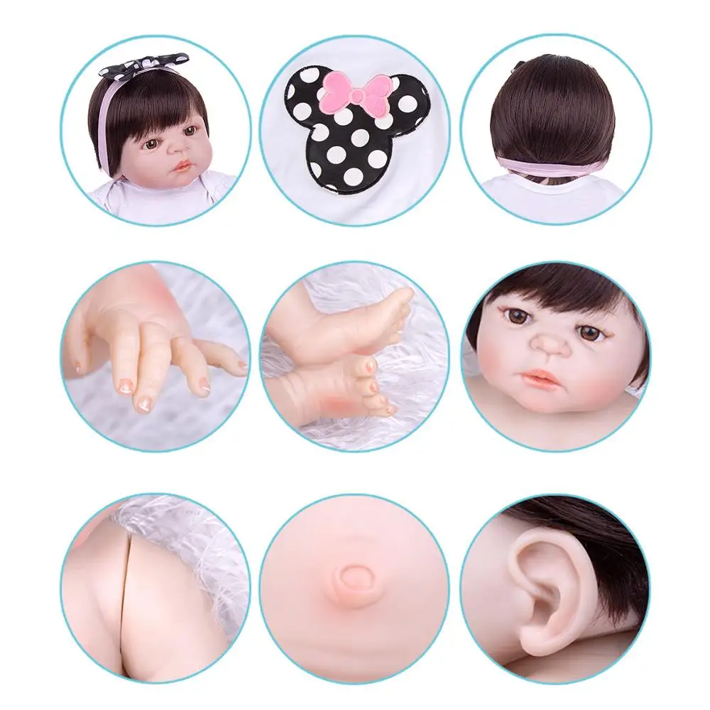 KEIMUI Милая 23 дюймовая Кукла Reborn Babies полностью силиконовая виниловая детские