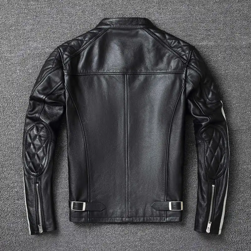 

Men's Genuine Leather Jackets Cowhide Motorcycle Leather Jacket Autumn Leather Coat Large Size S-5XL