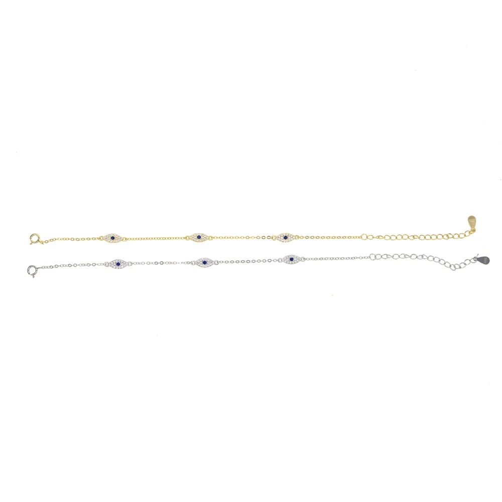 Подлинный Браслет со сглаза из стерлингового серебра для женщин и подвески