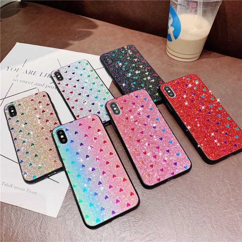 Роскошный блестящий чехол с сердечками для Samsung Galaxy Note 20 S10 Plus S9 S8 J4 J6 A7 2018 A9 A10 A20 A30