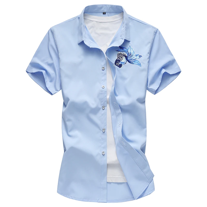 2020 мужская одежда новая летняя рубашка с коротким рукавом Повседневная Тонкая 3D