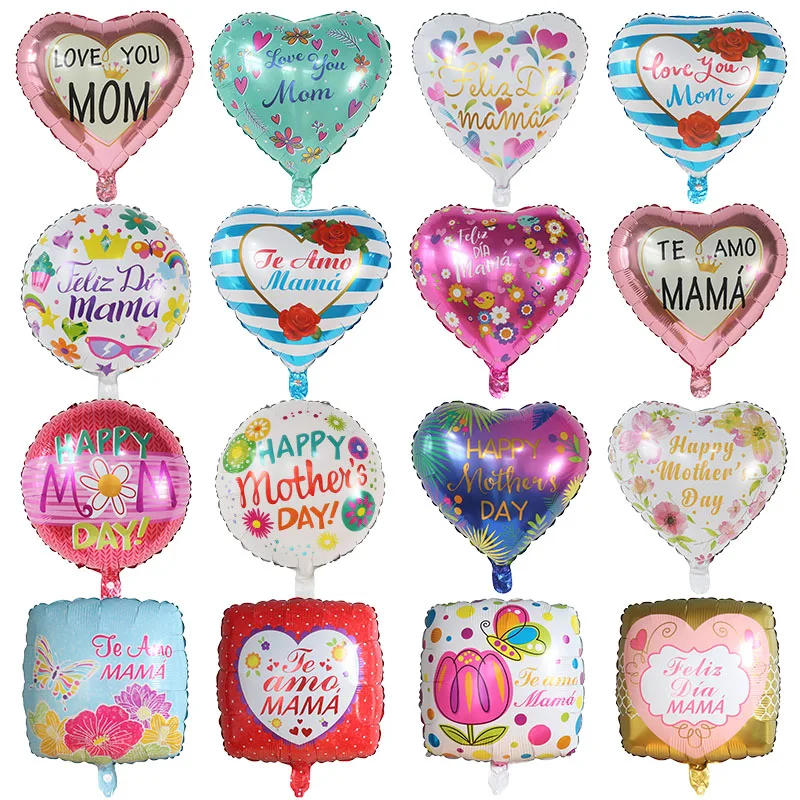 

50pcs 18inch Heart Shape Spanish Happy Mother‘s Day Foil Helium Balloons Happy Mother‘s Day Mom Birthday Party Decorations Gifts