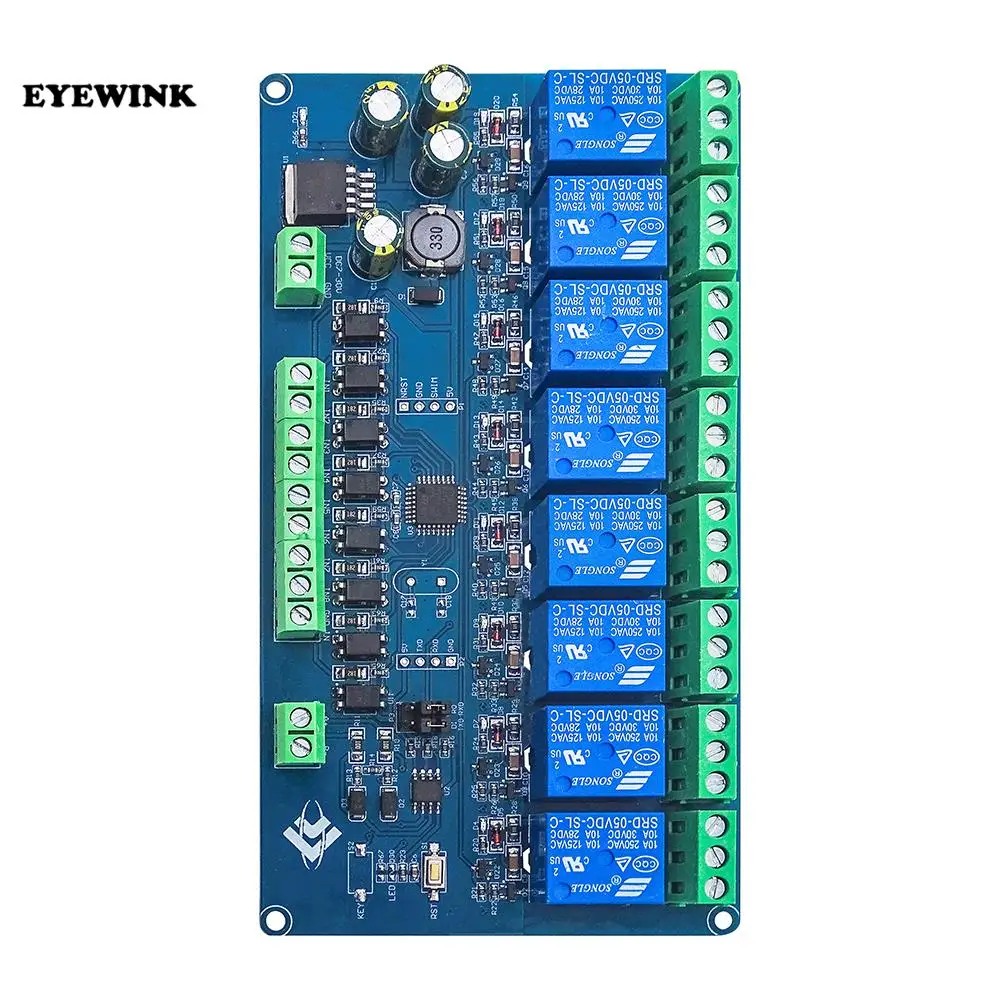 7-30в постоянного тока 8-канальный релейный модуль Modbus RTU RS485 TTL UART коммуникационная