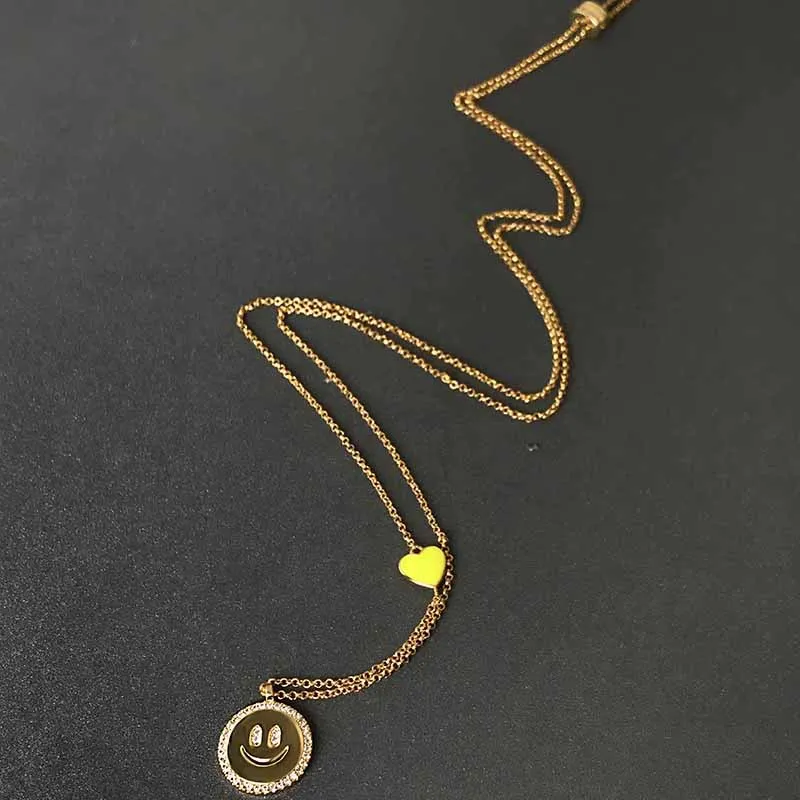 

UMGODLY модный бренд ожерелье золотой цвет кулон улыбающееся лицо день на пляже серия любви сердце женские ювелирные изделия