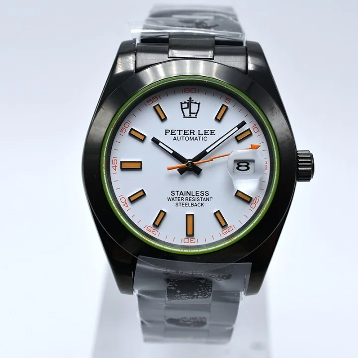 1 Питер ли мужские s часы лучший бренд класса люкс автоматические механические daydate черный полный стальной 38 мм круглый дропшиппинг мужские наручные часы - Цвет: 1