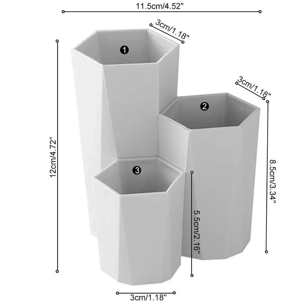 

Multi-Function Makeup Brush Holder Hexagon Storage Pencil Cup Container Pen Bucket Grey For Office Desktop Supplies Tidy