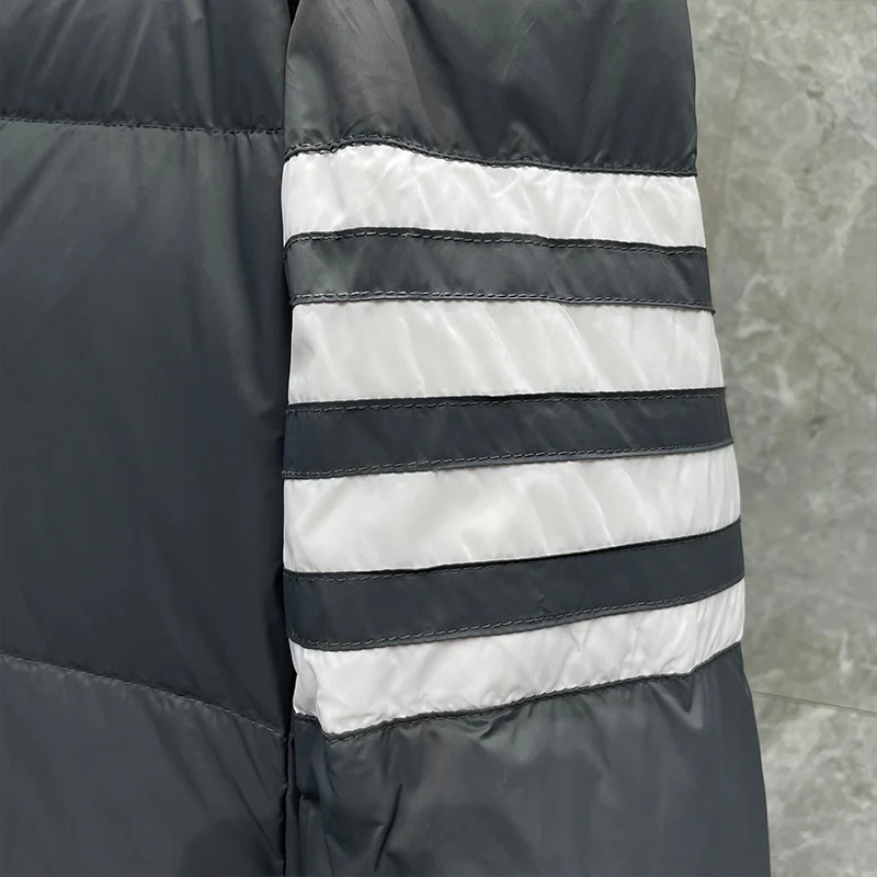 TB THOM Men's Winter Jacket Down Jacket Fashion Brand Suit Down-Filled Matte Nylon 4-bar Stripe Notched Wholesale TB Coat