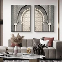 morocco ancient door canvas painting islamic old architecture poster and print muslim wall art modern picture living room decor