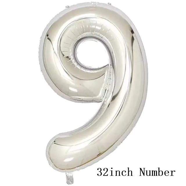 32inch Number 9 Золотистый, серебристый, металлический латексный воздушный шар 18 30 40 50 60 70 80 90 лет с номером в честь Дня Рождения вечерние воздушные шары из фольги для взрослых - Цвет: 32inch Number 9