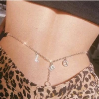 custom name sexy metal body chain 12 constellations rhinestone letter pendant belly waist chain t string thong body jewelry gift