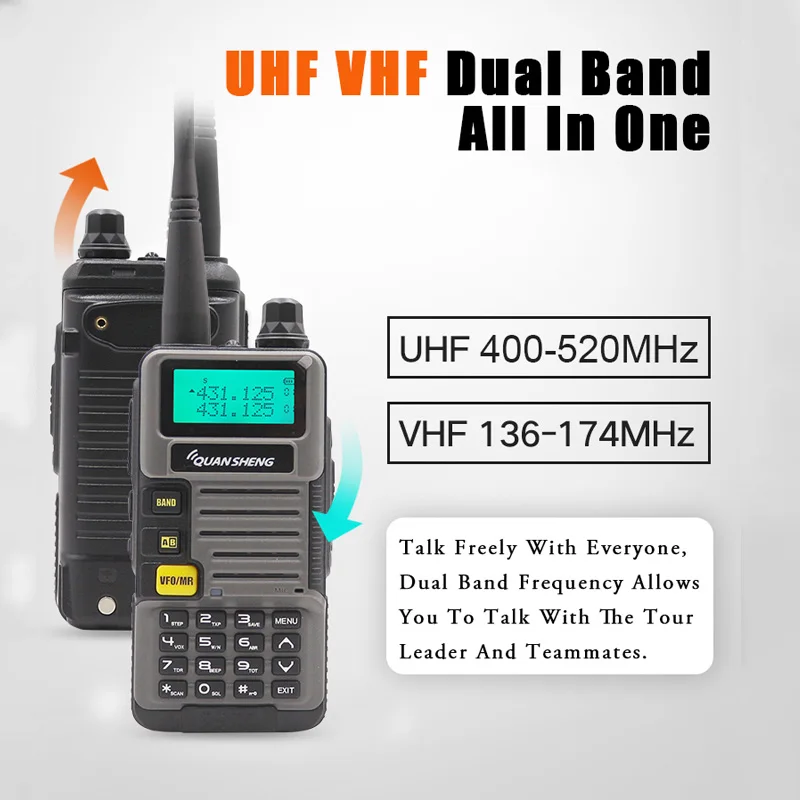 Ham Radio for Hunting UV-R50-2 Quansheng 5W Dual Band VHF UHF 136-174Mhz/400-520Mhz Walkie Talkie | Мобильные телефоны и