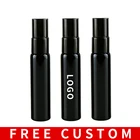 Оптовая продажа, 10 мл, портативный черный флакон для духов с ультрафиолетовым стеклом и черным распылителем, стандартная флакон для путешественников с бесплатным пользовательским логотипом