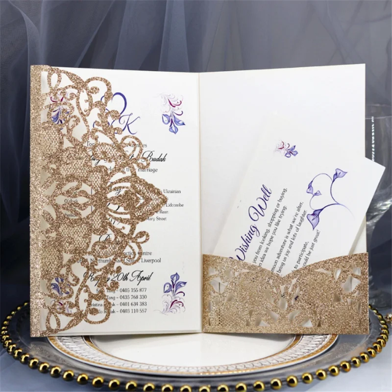 Современная свадебная пригласительная открытка с блестками цветочный Сельский