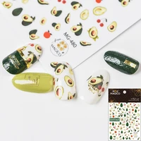 1 pc avocado adhesive nail sticker green fruit design cute summer girl water slide nail art decals fashion manicure decoration