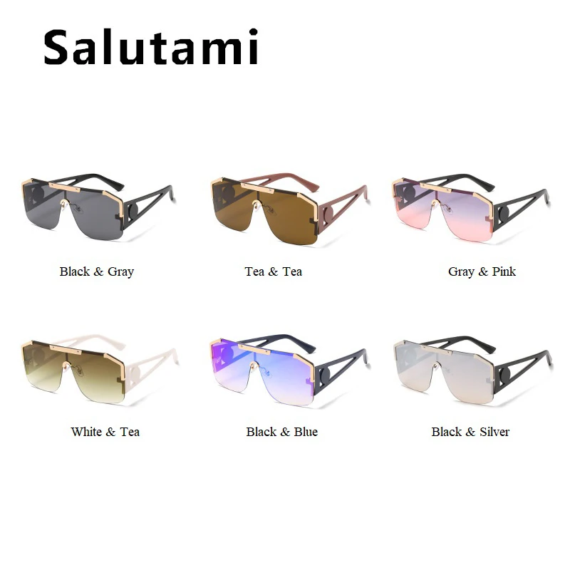 Солнцезащитные очки без оправы для мужчин и женщин модные цельные винтажные