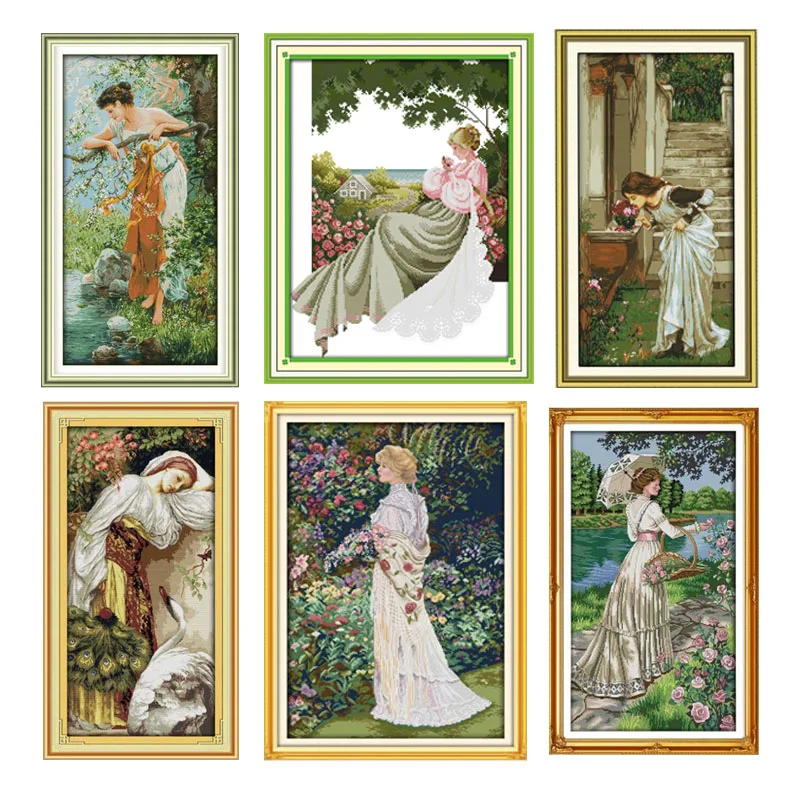 Наборы для вышивания крестиком с напечатанными рисунками "Красоты и цветы", 11CT 14CT, DIY декор для дома, картины.