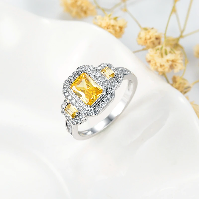 Женское серебряное кольцо ANGELFRIGG с желтым кубическим цирконием Юбилейный выпуск