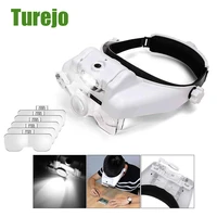 head mounted usb rechargeable eyewear loupe magnifier with 3 led illuminated headband magnifying glass for reading