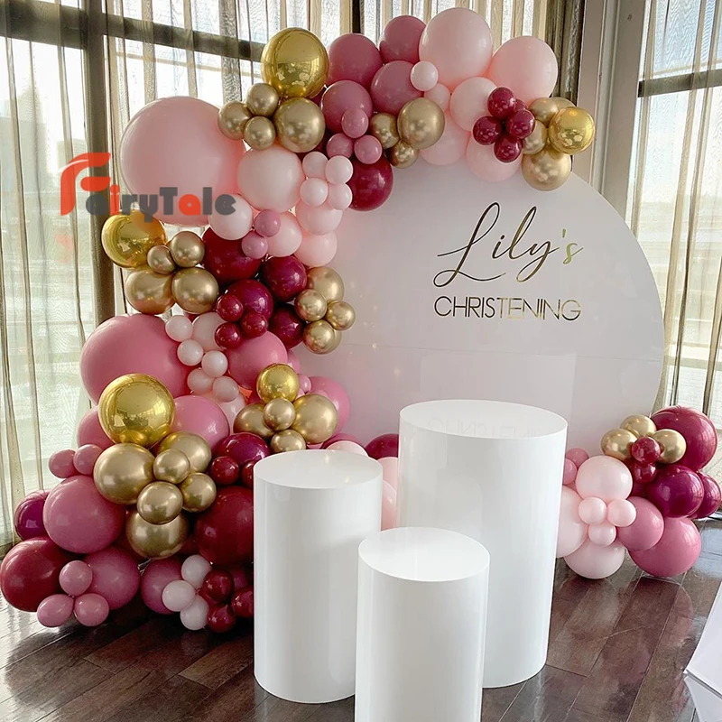 

157pcs Double Balloons Garland Arch Kit Chrome Gold Baby Pink Red 4D Gold Balloon For Birthday Wedding Baby Shower Party Decor