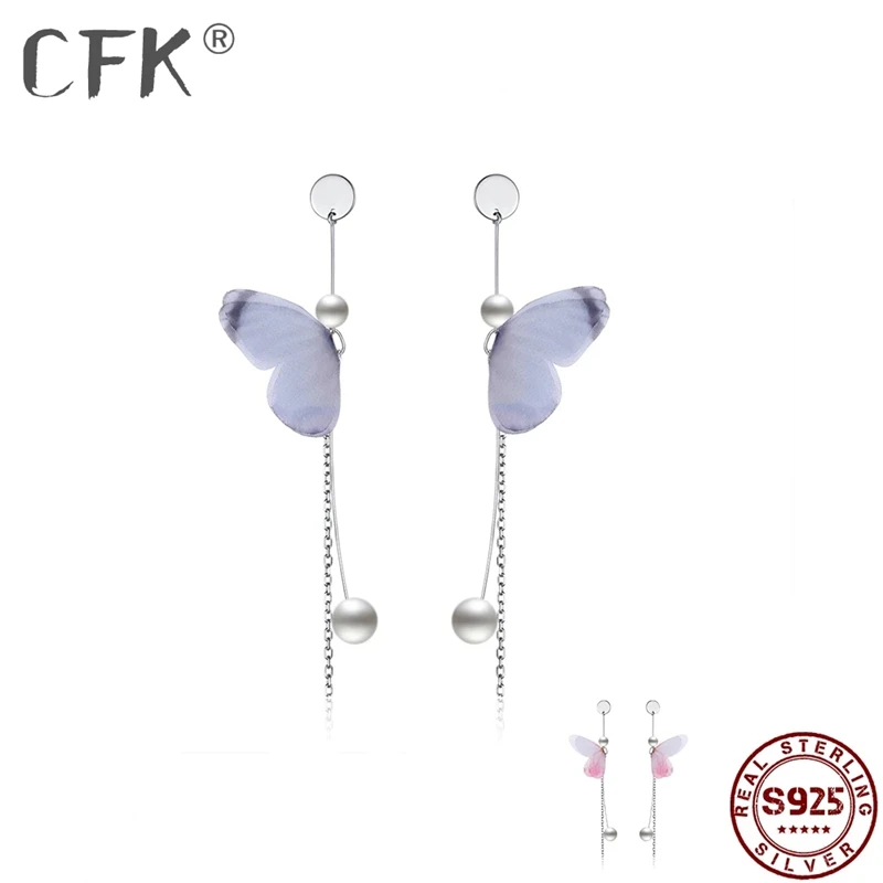 

CFK 925 Sterling Silver Drop Earring Voor Vrouwen Trendy Mooie Vlinder Oorbellen Fijne Sieraden Romantische Anniversary Gift