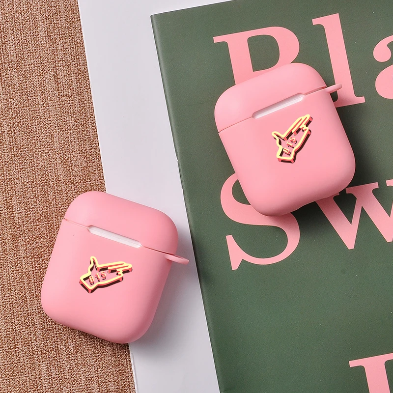 Чехол-накладка для Air Pods 12 мягкий розовый силиконовый чехол с изображением