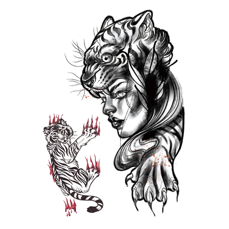 Водостойкая временная татуировка с большими цветами на руку боди-арт принтом