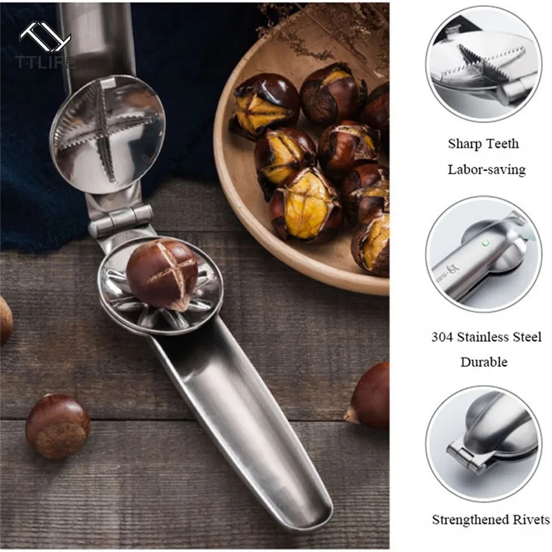 2-в-1 быстрая нож с зажимом для каштанов Щелкунчик Шеллер щипцы грецких орехов
