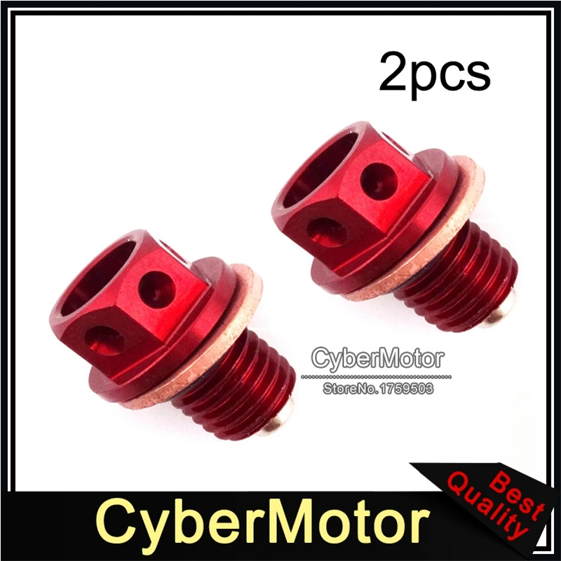 2x красный машинное масло Магнитный дренажный болт разъем для китайский 50cc 90 110 125