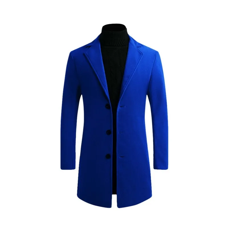 

2021 Fashion Men Wool & Blends Mens Casual Business Trench Coat Mens Leisure Overcoat Male Punk Style Blends Dust Coats Jackets