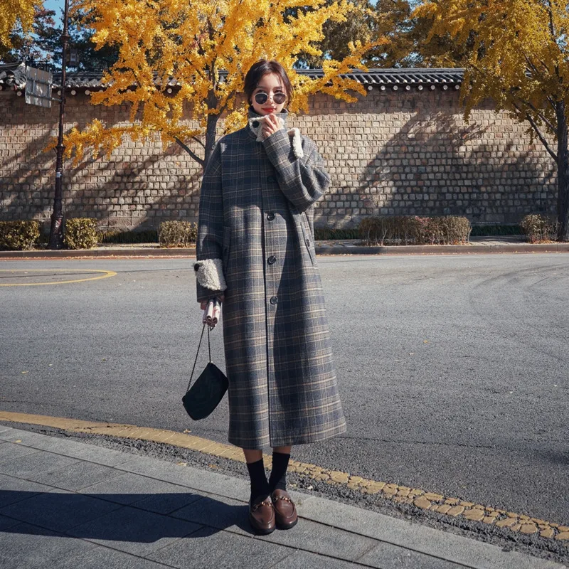 

Женское шерстяное пальто, однобортное, плотное, теплое, длинное, из смесовой шерсти, верхняя одежда, осень-зима 2021