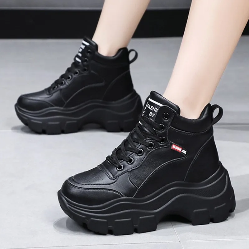 Женские кроссовки на массивной платформе Осенняя обувь с высоким берцем для Пап
