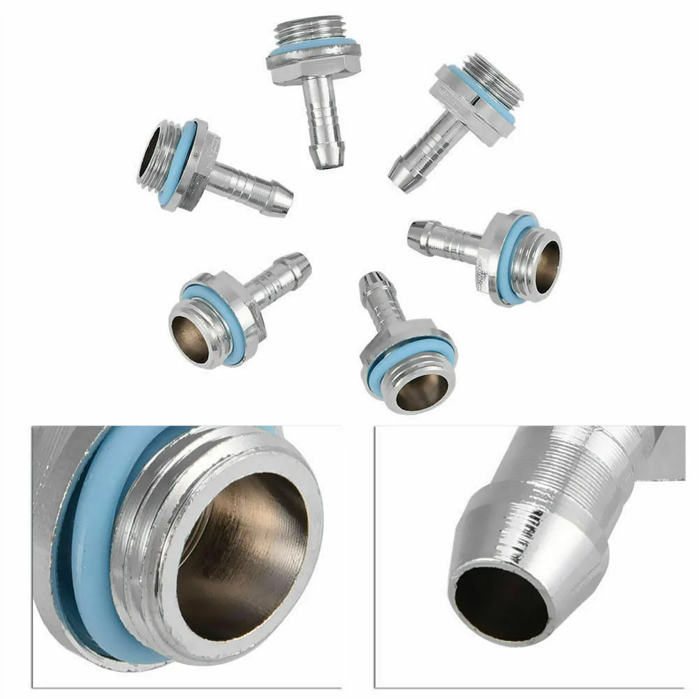 

6pcs For Computer Two-Touch Fitting Water Cooling Accessory Soft Tube Durable Brass CPU GPU Barb Connector G1 4 Thread Practical