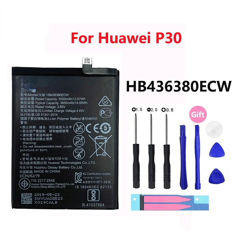 

100% Оригинальный аккумулятор для телефона HB436380ECW 3650 мАч для Huawei p 30 Искусственная фотобатарея