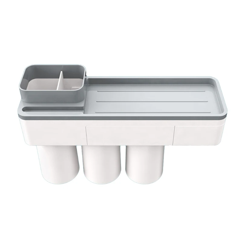 

Creative Toothbrush Holder Magnetic Suction Mouthwash Cup Wall Mounted Punch-free Storage Rack Bathroom Shower Room