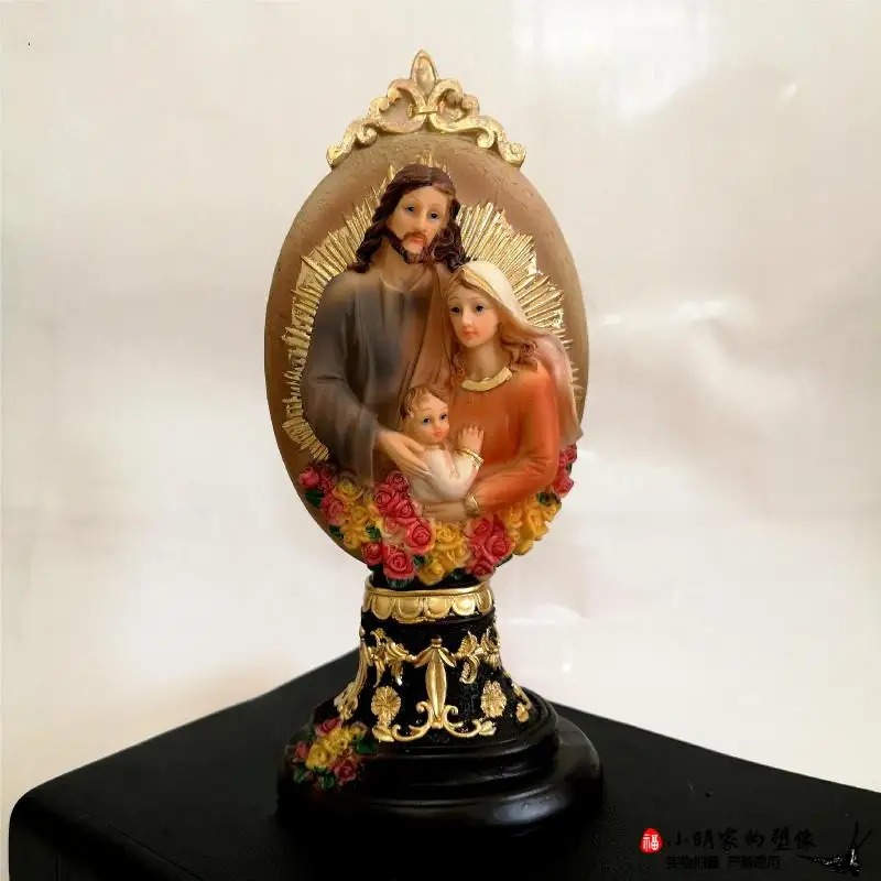 

Jesus Christ Virgin Mary Joseph of the Holy Family statue put three blessings Catholic holy