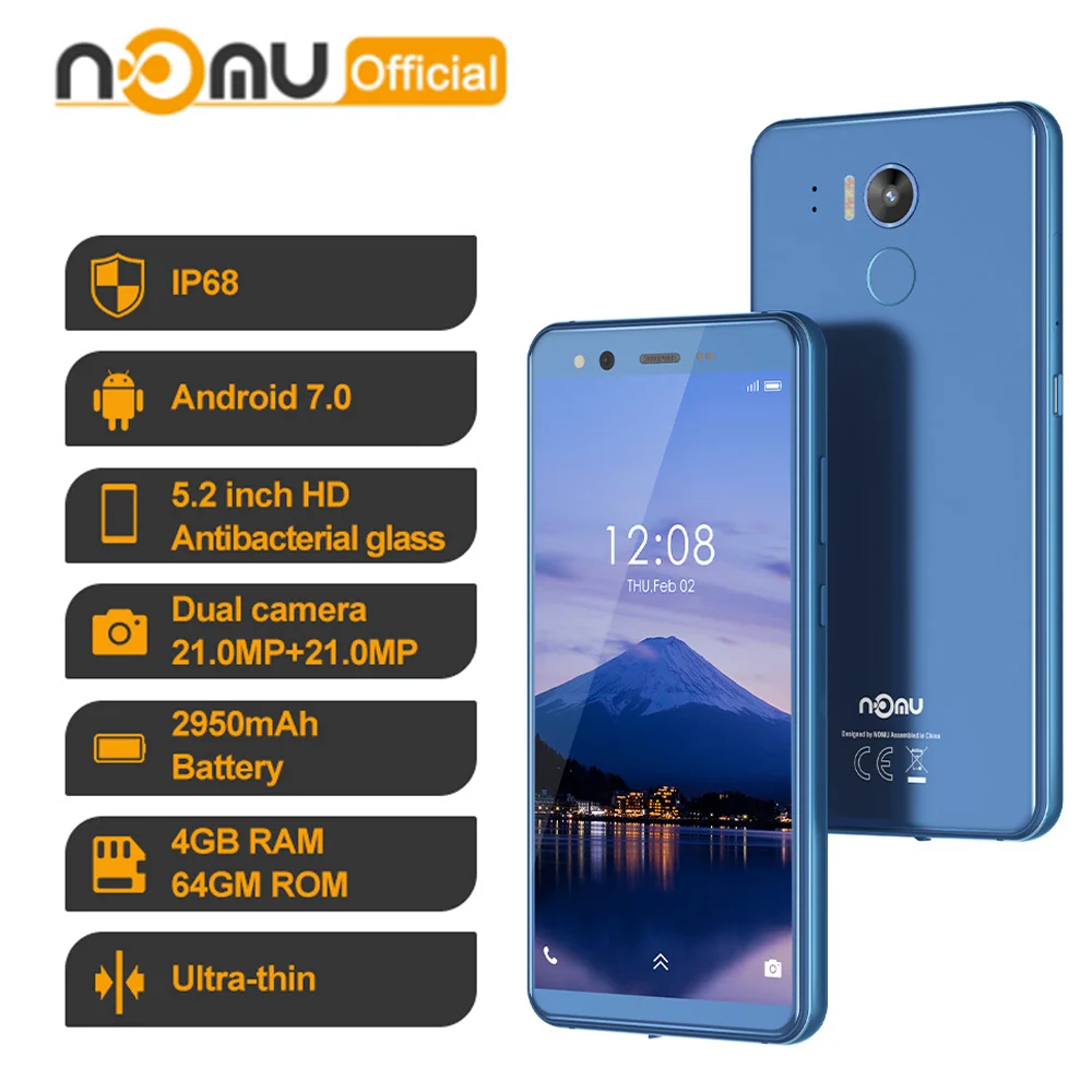 Ному M8 IP68 Водонепроницаемый Смартфон android 7 0 MTK6750T Octa Core 5 2 "" HD 21MP + 4 Гб
