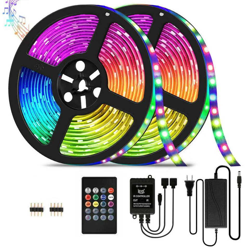 

12 В постоянного тока 10 м 2835 футов светодиодный RGB музыка синхронизация изменение цвета Светодиодная лента дистанционное управление + 12 В 5 светодиодный светодиодное питание для украшения дома