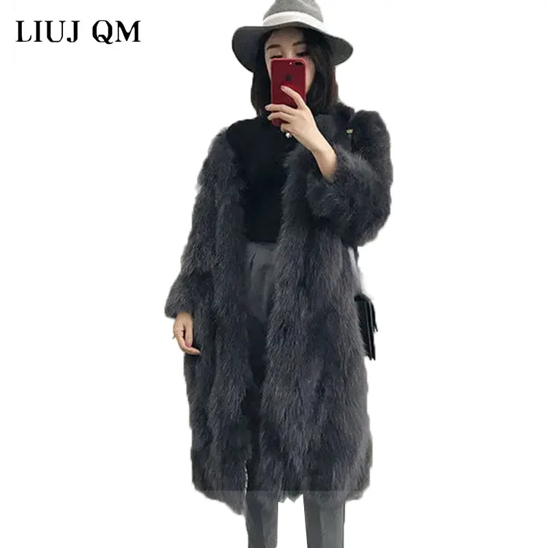 

Женская парка из искусственного меха енота, теплая зимняя куртка с длинным рукавом из лисьего меха, Повседневная Свободная верхняя одежда, Тедди, 2022