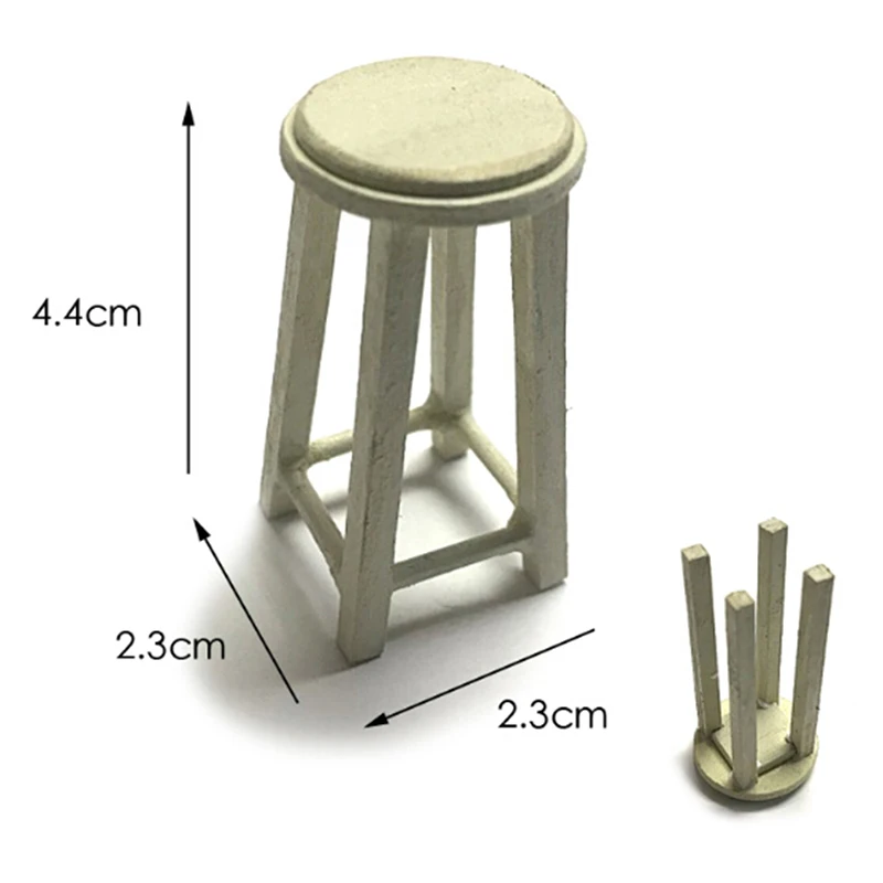 

1/12 Dollhouse Miniature Accessories Assemble Mini Wooden Stool Simulation Chair Furniture Model Toys for Doll House Decoration