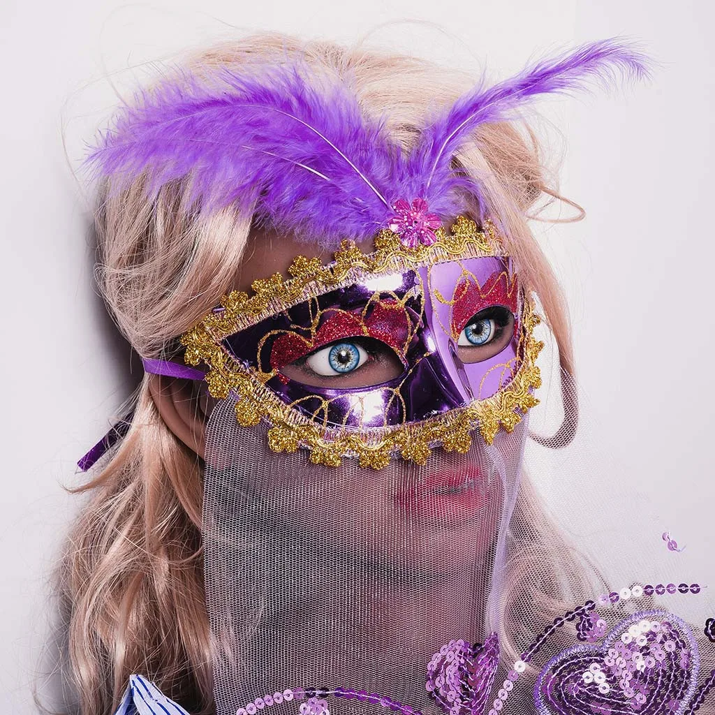 

Halloween Masks Rose Women's Brilliant Masquerade Mask Oriental Fluffy Feather Venetian Party Masks Accessories