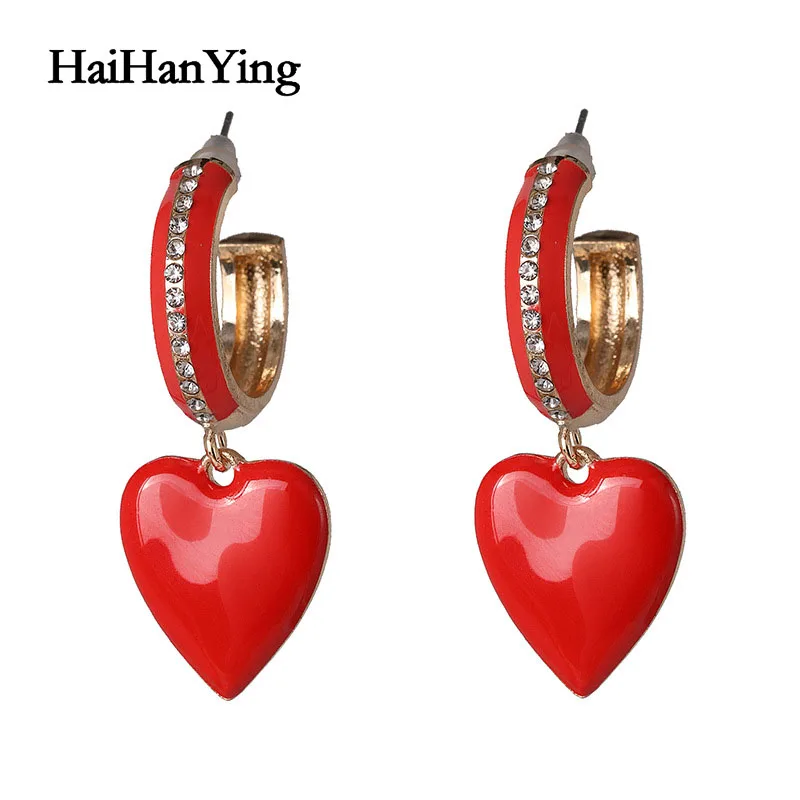 

Cute statement love C-shaped metal women's big earrings crystal fashion generous charm drop earrings wedding jewelry