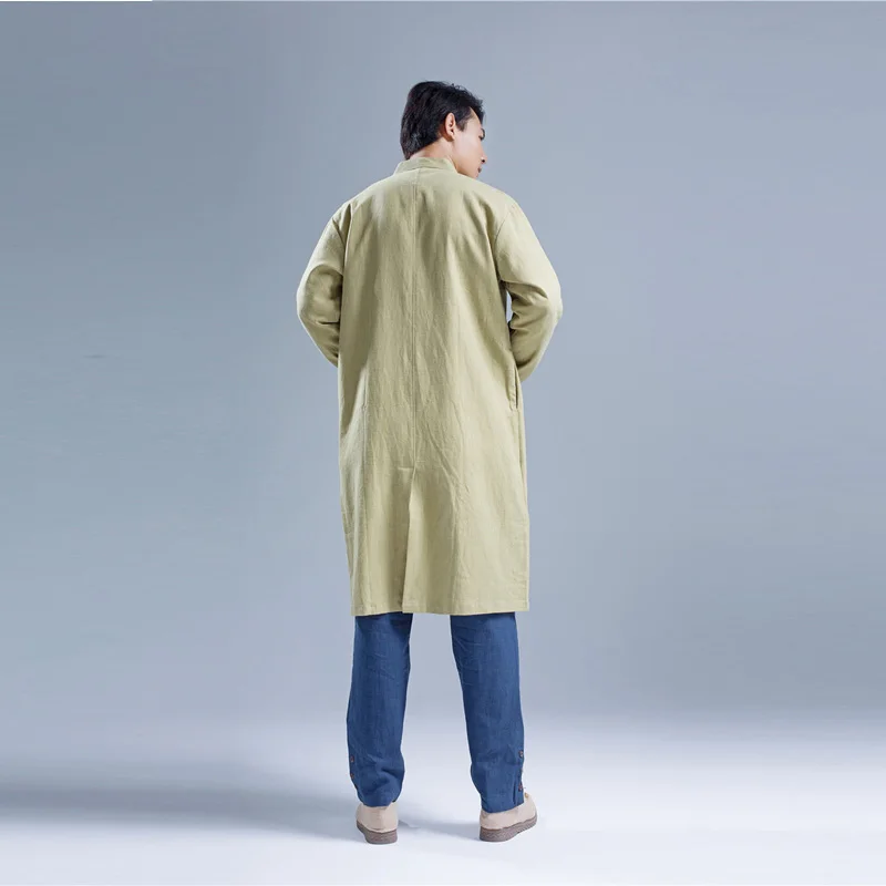 Мужская ветровка винтажная длинная льняная куртка 2018 |