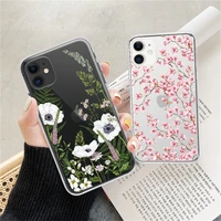 art flowers pattern case for iphone 12 11 pro max xs max xr x 6 6s 7 8 plus 5 5s se 2020 12 mini 13 pro max soft tpu clear cover